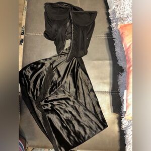 Mesh Insert Hook And Eye Knot Side Tube Dress